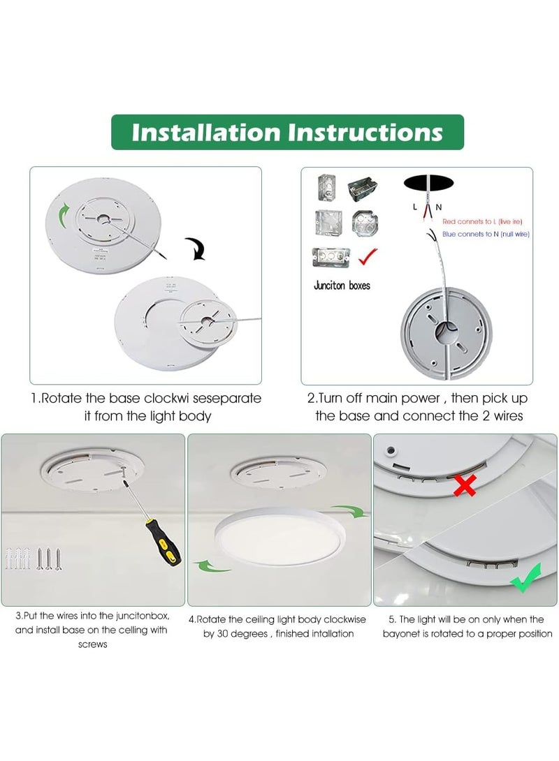 DUNISO Ceiling LED Panel Light, 3 Color Selectable Kitchen Light, Edge-Lit Flush Mount Ceiling Light Fixture for Kitchen, Bedroom, Laundry and Closet Room, White - Image 4